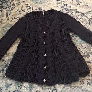 Free people knitted cardigan with floral buttons